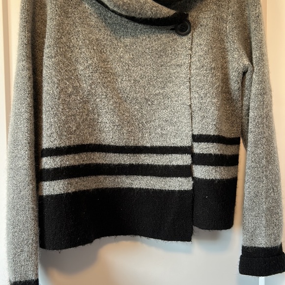 Striped Cowlneck Wool Cardigan - Picture 2 of 5